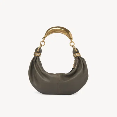 CHLOÉ SMALL BRACELET HOBO BAG IN GRAINED LEATHER GREY SIZE ONESIZE 100% BUBALUS BUBALIS, FARMED, COO ITALY