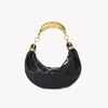 Chloé Petit Sac Hobo Bracelet Bag Avec Poignée Métal En Cuir Grainé Femme Noir Taille Onesize 100% Bubalus In Black