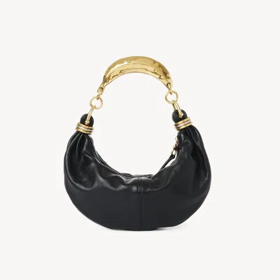 Chloé Petit Sac Hobo Bracelet Bag Avec Poignée Métal En Cuir Grainé Femme Noir Taille Onesize 100% Bubalus In Black