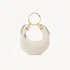 Chloé Petit Sac Hobo Bracelet Bag En Crochet Femme Blanc Taille Onesize 100% Acrylique, Cuir De Veau