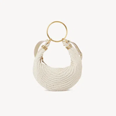 Chloé Petit Sac Hobo Bracelet Bag En Crochet Femme Blanc Taille Onesize 100% Acrylique, Cuir De Veau