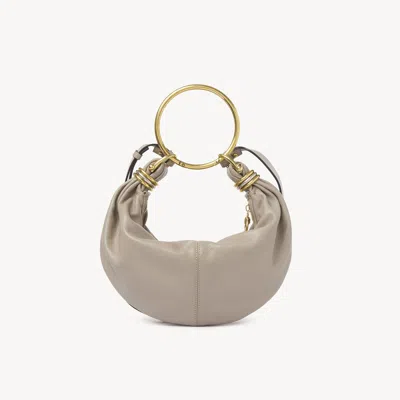 Chloé Petit Sac Hobo Bracelet Bag En Cuir Grainé Femme Gris Taille Onesize 100% Cuir De Veau In Grey