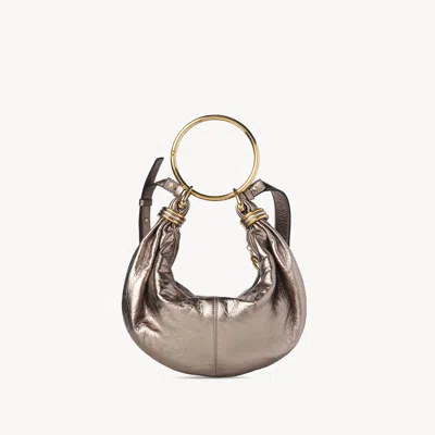 Chloé Petit Sac Hobo Bracelet Bag En Cuir Métallisé Femme Gris Taille Onesize 100% Cuir De Veau In Grey