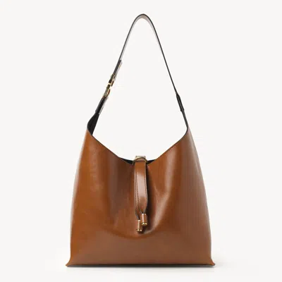 CHLOÉ SMALL MARCIE HOBO BAG IN SHINY LEATHER BROWN SIZE ONESIZE 100% CALF-SKIN LEATHER