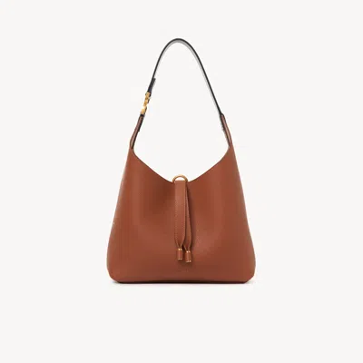 Chloé Petit Sac Hobo Marcie En Cuir Grainé In Brown