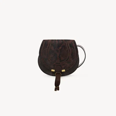 Chloé Petit Sac Porté Épaule Marcie En Cuir Effet Python Femme Brun Taille Onesize 100% Peau De Chèvre, Cu In Brown