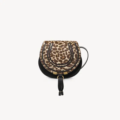 Chloé Petit Sac Porté Épaule Marcie En Cuir Façon Pony Léopard Femme Brun Taille Onesize 100% Cuir De Veau In Brown