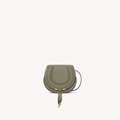 Chloé Petit Sac Porté Épaule Marcie En Cuir Grainé In Green