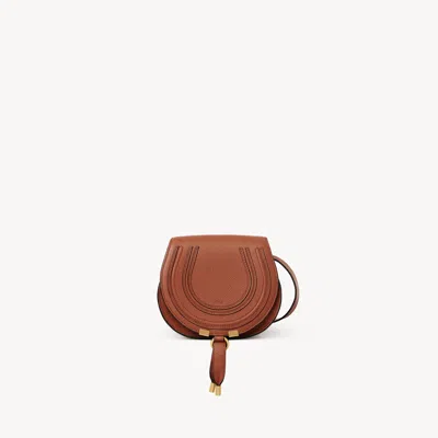Chloé Petit Sac Porté Épaule Marcie En Cuir Grainé In Brown