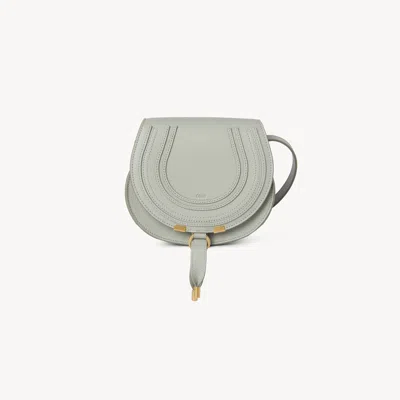 CHLOÉ SMALL MARCIE SADDLE BAG IN GRAINED LEATHER BLUE SIZE ONESIZE 100% CALF-SKIN LEATHER