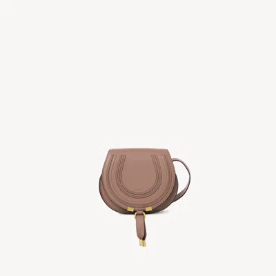 Chloé Petit Sac Porté Épaule Marcie En Cuir Grainé In Brown