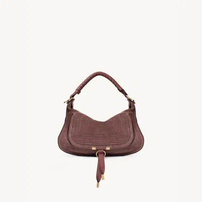 Chloé Petit Sac Porté Épaule Marcie En Cuir Velours In Neutral