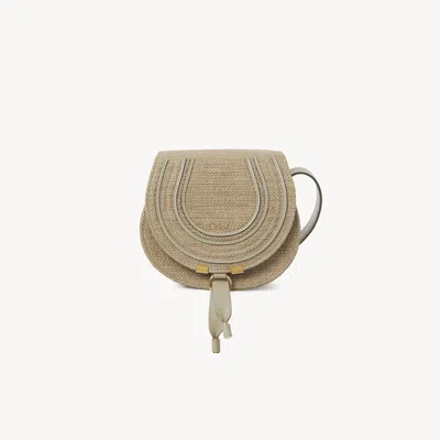 Chloé Petit Sac Porté Épaule Marcie En Fibres Effet Raphia Femme Beige Taille Onesize 69% Coton, 31% Polya