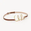 Chloé Womens Chloe Script-hardware Leather Belt Clay Brown In Brown