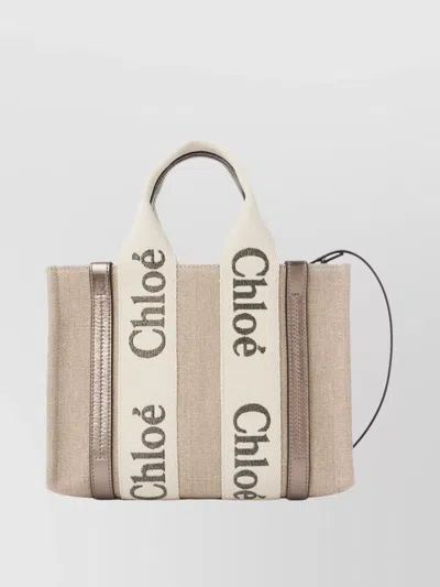 Chloé Petite Woody Tote Bag In Grey