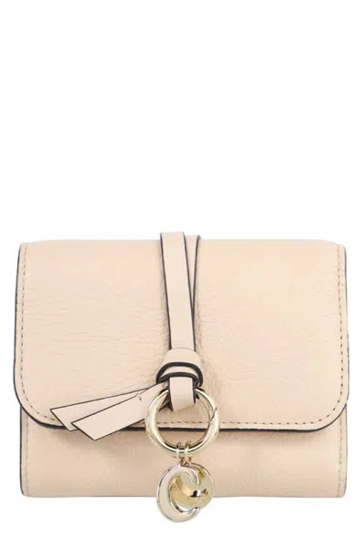 Chloé Piccolo Alphabet Leather Tri-fold Wallet In Orange