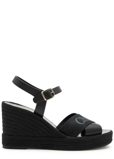 Chloé Chloe Piia 100 Leather Wedge Espadrilles In Black