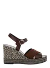 Chloé 'piia' Brown Espadrillas Sandals With Wedge In Leather And Jute Woman In Multicolor