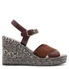 Chloé 'piia' Brown Espadrillas Sandals With Wedge In Leather And Jute Woman
