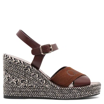 Chloé 'piia' Brown Espadrillas Sandals With Wedge