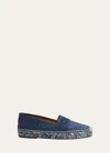 Chloé Piia Embroidered Logo Denim Espadrilles In Denim