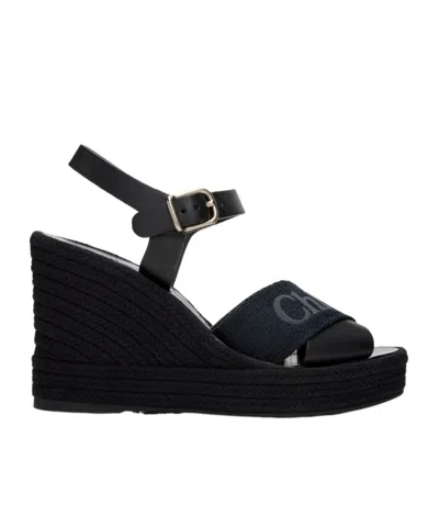 Chloé Piia Embroidered Wedges In Black