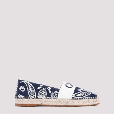 Chloé Piia Espadrille Blue Size 2 100% Cotton In Multi