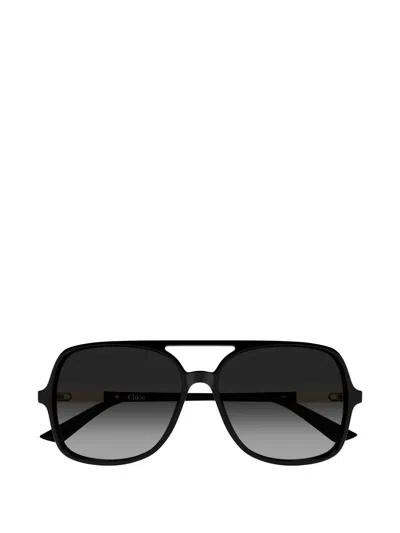 Chloé Eyewear Pilot Frame Sunglasses In Black