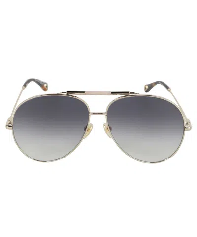 Chloé Pilot Sunglasses In Gold
