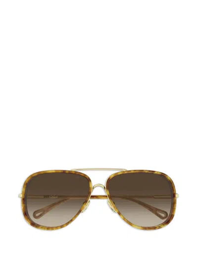 Chloé Pilot-frame Sunglasses In Gold