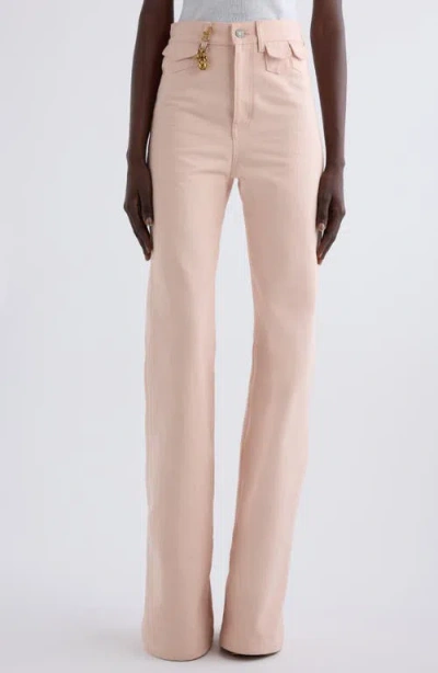 Chloé Pineapple Charm High Waist Twill Pants In Airy Pink