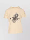 Chloé Pink Crewneck T-shirt With Maxi Logo Print On The Front In Cotton Woman In Neutral