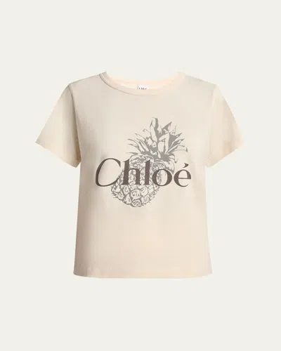 CHLOÉ PINEAPPLE LOGO COTTON JERSEY TEE