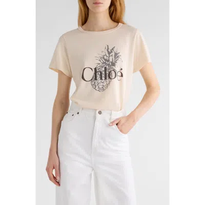 CHLOÉ CHLOÉ PINEAPPLE LOGO COTTON JESREY GRAPHIC T-SHIRT