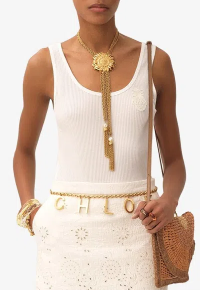 CHLOÉ PINEAPPLE PATCH RIBBED TANK TOP