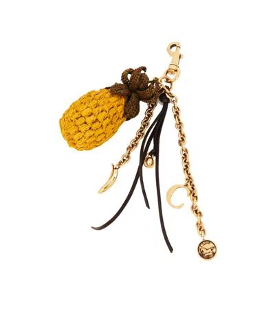 Chloé Pineapple Raffia, Metal And Leather Bag Charm