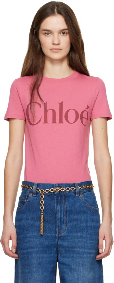 CHLOÉ PINK BABY FIT LOGO T-SHIRT