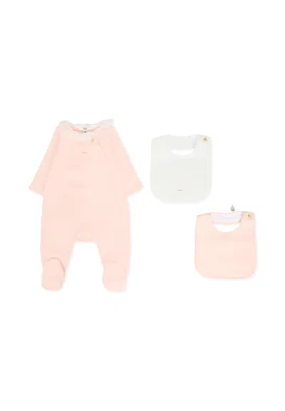 Chloé Pink Babygrow Set For Baby Girl With Logo