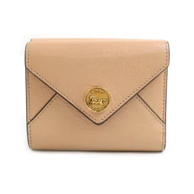Pre-owned Chloé Pink Beige Leather Wallet (bi-fold) ()