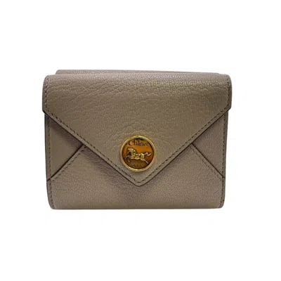 Pre-owned Chloé Pink Beige Leather Wallet (tri-fold) ()