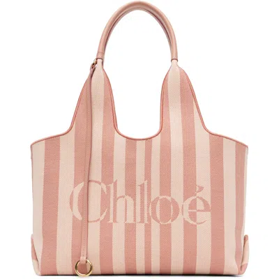 Chloé Pink ' Stripy' East-west Tote