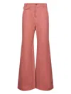 Chloé Cotton High Waist Flared Trousers With Back Pockets