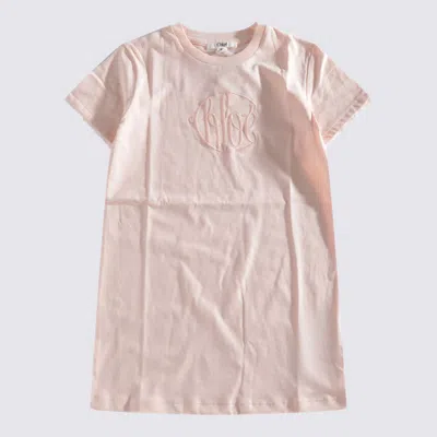 Chloé Kids' Pink Cotton T-shirt In Rosa Petalo