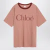 Chloé Pink Cotton T-shirt With Logo In Pink