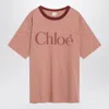 Chloé Pink Cotton Oversized Logo T-shirt In Pink