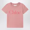 Chloé Pink Cotton T Shirt With Logo In Pink