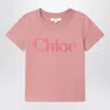 Chloé Pink Cotton T Shirt With Logo