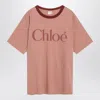Chloé Pink Cotton T-shirt With Logo In Pink