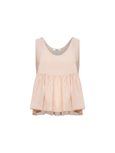 Chloé Gathered Silk Crepe De Chine Peplum Tank Top In Multi