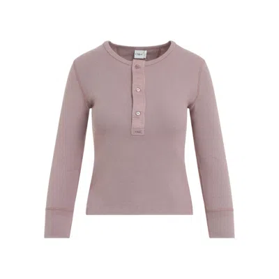 Chloé Fitted Henley Cotton Jersey Shirt Clothing In Pink